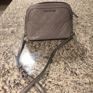 Michael Kors Gray Leather Studded Crossbody